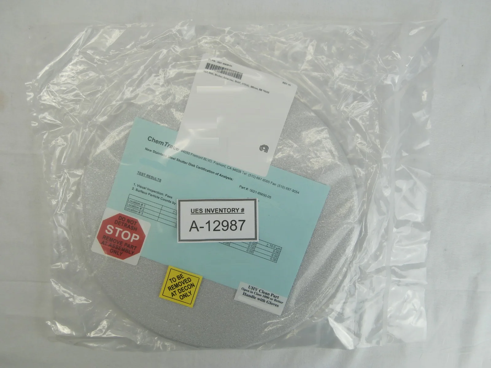 AMAT Applied Materials 0021-85650 300mm SST Shutter Disk SNNF HTESC TiW ...