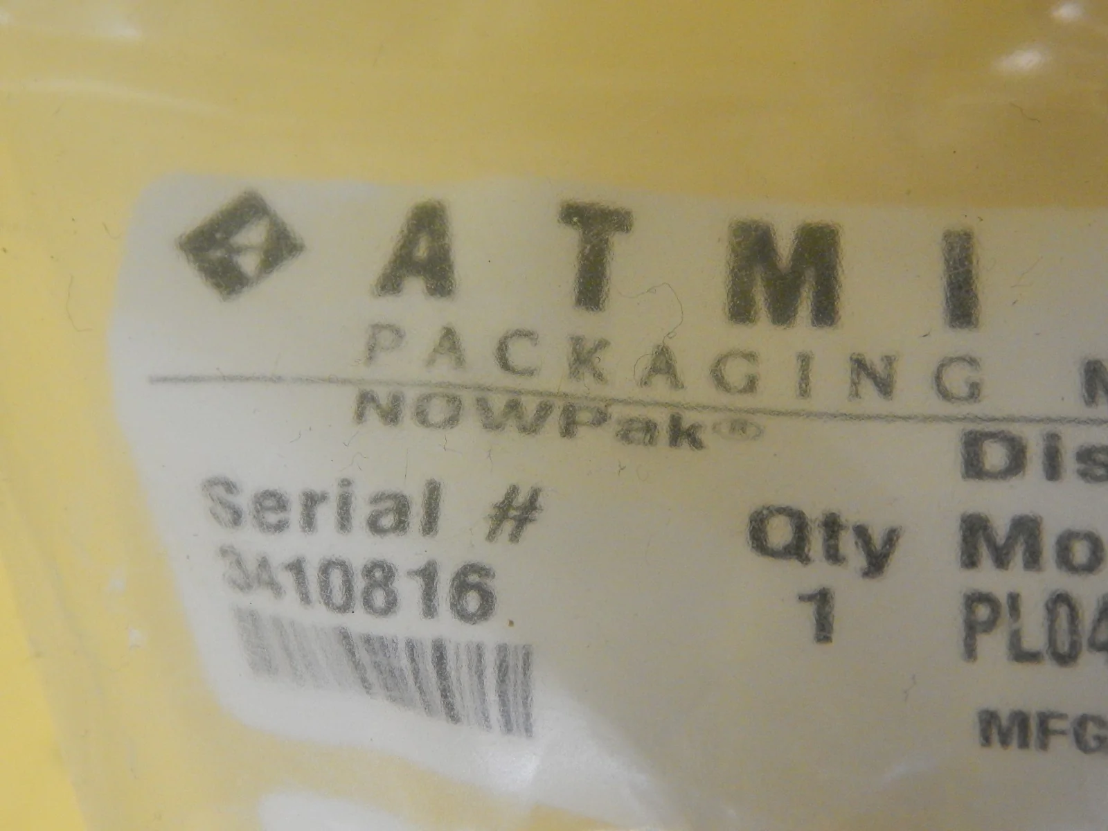 ATMI Packaging PL04KAM1A1-AA-060309 Dispenser NOWPak New Surplus ...