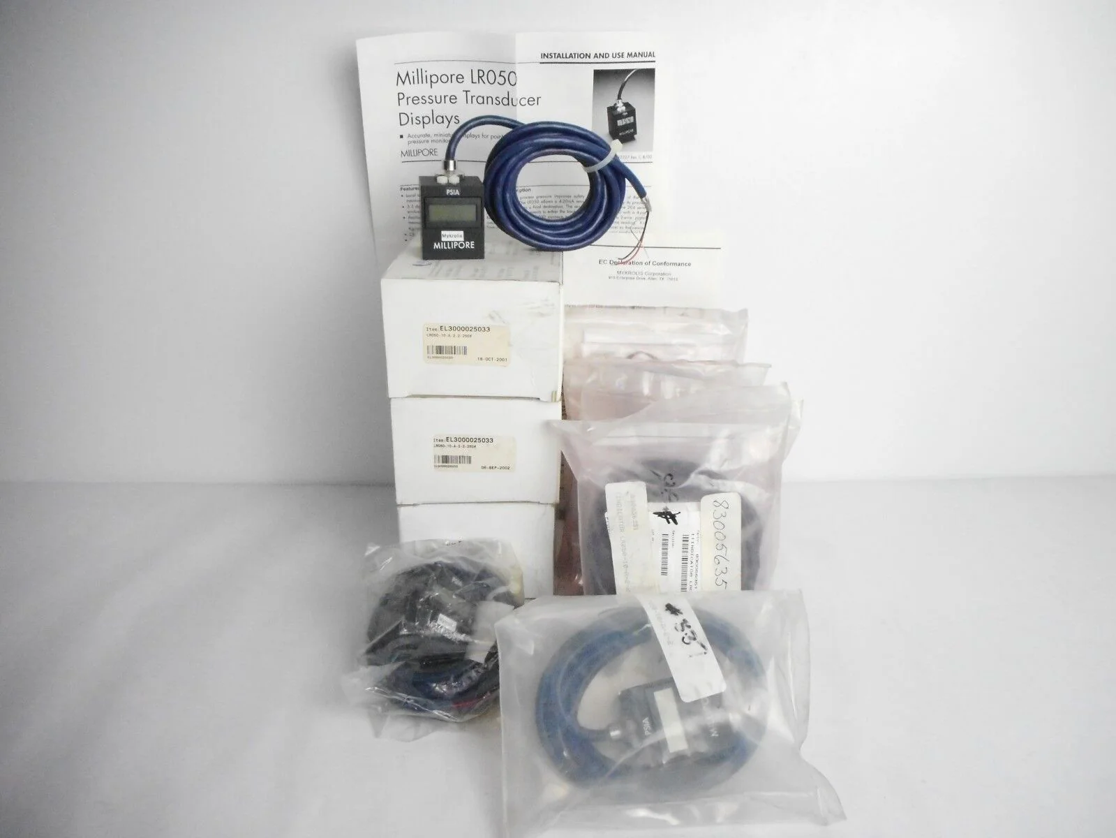 Millipore LR050-10-A-2-2-250 Pressure Transducer Display 830056351 Lot ...